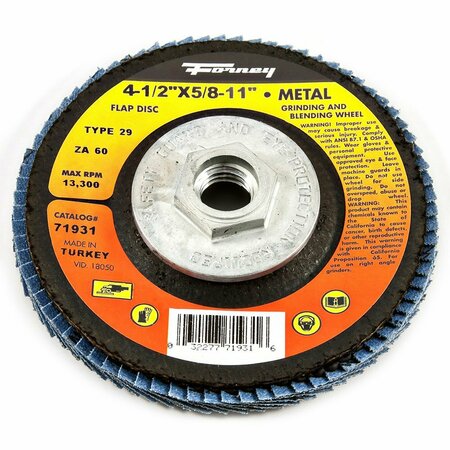 FORNEY Flap Disc, Type 29, 4-1/2 in x 5/8 in-11, ZA60 71931